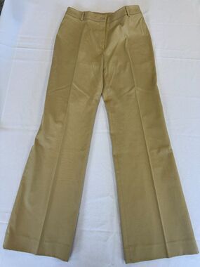 Bernard Zins Paris Khaki Pants Trousers Flat Front Flare Size 10